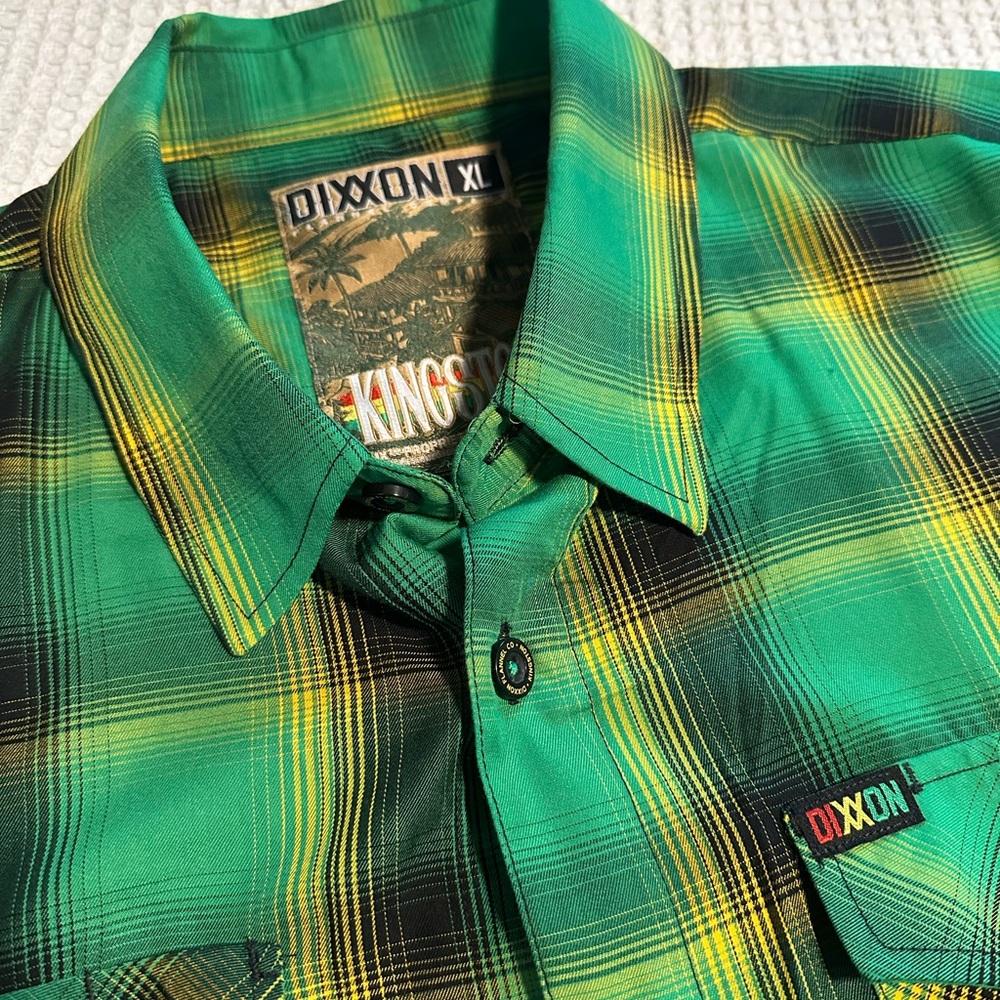 DIXXON Kingston Vibrant Green and Yellow Plaid Shirt